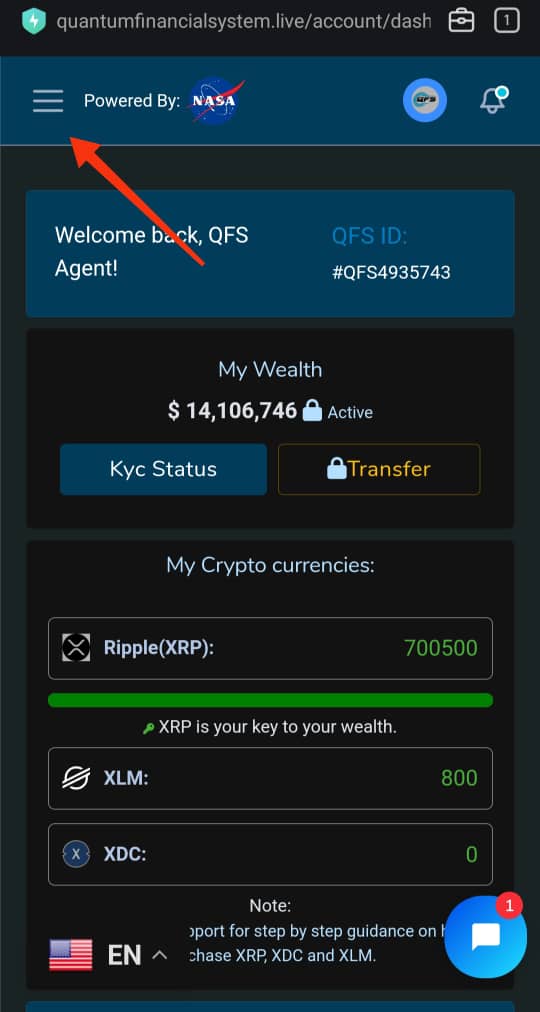 Account menu
